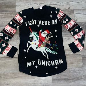 No Boundaries ugly Christmas sweater I got here on my unicorn sz large light up